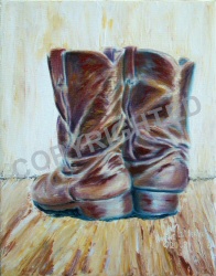 Painting of my old brown riding boots.