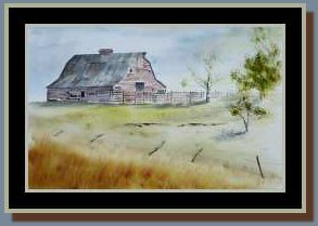 Acrylic Painting "Jim White's Barn" in frame #2