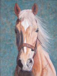 Acrylic painting of a Palamino Horse