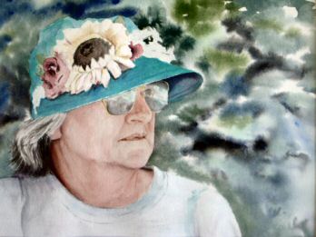 Watercolor painting, a portrait of Nelda