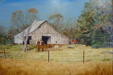 This acrylic painting is of an old barn located in Pottsville, Arkansas.