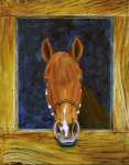 Acrylic painting of a Peruvian Paso named Rayo.