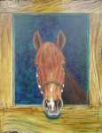 Acrylic painting of a Peruvian Paso named Rayo.