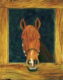 Acrylic painting of a Peruvian Paso horse named Rayo.